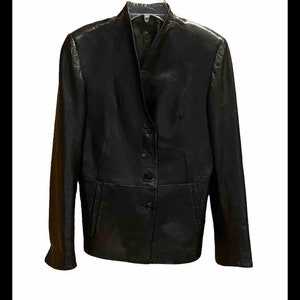 Vintage Vera Pelle/NOI Firenze Black Buttery Leather 4-Button Blazer Jacket Lined 44/Medium