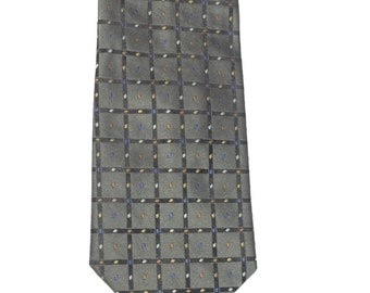 Vintage MONDO DI MARCO Men’s Silk Tie Gray Multicolor Geometric 56” Long