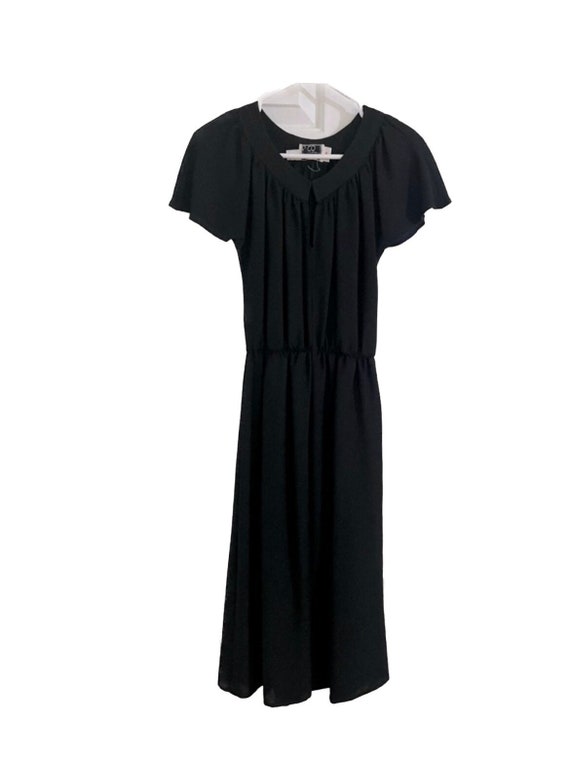 Vintage Tracy Mills Long Black Short Sleeve Dress 