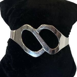 Pulsera de puño abierto ancho estilo mexicano de plata esterlina vintage - 25 gramos unisex