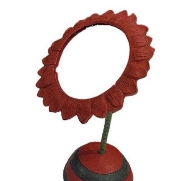 Vintage Flower Pop Art Standing Mirror Rubber Adjustable Stand 14” x 8”