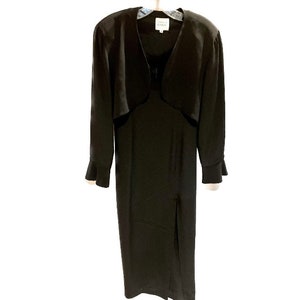 Jennifer Joanou Vintage Women’s Black Silk EveningGown and Matching Bolero Jacket Size 6