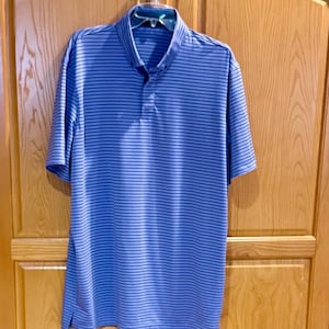Vintage Greyson Men’s Pro Golf Striped Polo Shirt Lavender and Black Stretch Size XL