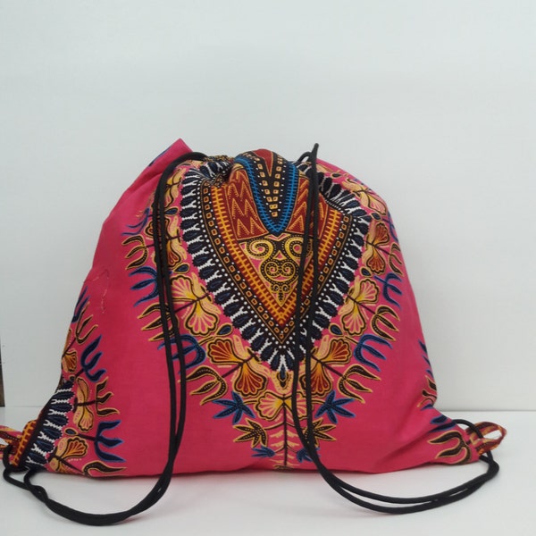 Dashiki backpack-drawstring backpack-fabric backpack-rucksack-ethnic backpack-afrocentric backpack-african print backpack-handmade backpack
