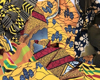 Una libra de retazos de tela para acolchar, proyectos de costura de patchwork, mantas acolchadas, restos de tela africana, celebración de Kwanza