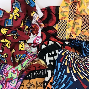 One pound of scraps fabrics for quilting, Patchwork sewing projects, Quilted blankets, Remnant African fabric, Kwanza celebration