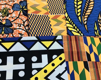 5 piezas de tela africana Fat Quarters de 45 x 55 cm, cuadrados precortados para patchwork y proyectos de costura.