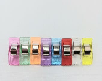 12 pinzas de plástico para costura, soportes para tela, pinzas para confección, pinzas para acolchado, suministros de costura y manualidades, pinzas de colores aleatorios