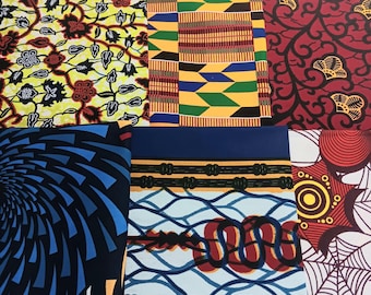 6 piezas de tela africana Fat Quarters de 45 x 55 cm, cuadrados precortados para patchwork y proyectos de costura.