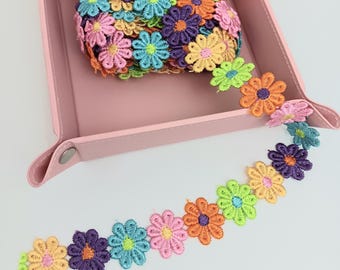 Cintas bordadas de encaje de 5 yardas para coser, adornos florales, accesorios de costura