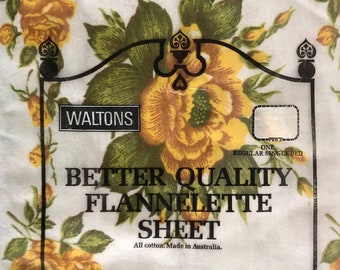 Vintage Cotton Flannelette Single Flat Bed Sheet