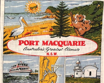 Vintage Pure Linen Tea Towel Port Macquarie