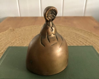 Vintage Brass Bell Prairie Lady Pioneer Woman