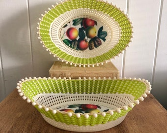 Vintage Plastic Serving Baskets Green Apples