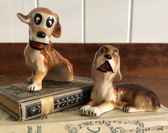 Vintage Ceramic Dog Figurines Hand Painted Japan