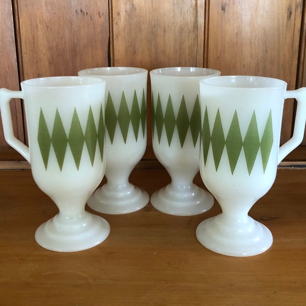 RARE! Vintage Agee Pyrex Green Diamond Coffee Cups