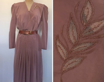 Vintage Teena Varigos Dress Size 8 Dusty Pink/Mauve