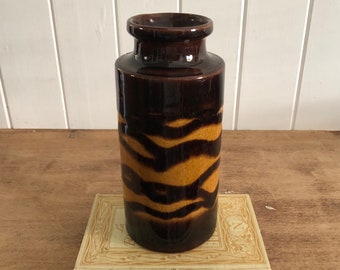 Vintage Pottery Vase West Germany Brown Stripes