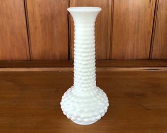 Vintage E.O. Brody White Hobnail Milk Glass Bud Vase