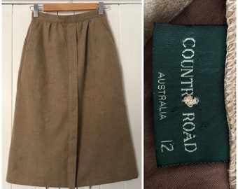 Vintage 80’s COUNTRY ROAD Beige Wool Skirt Size 12