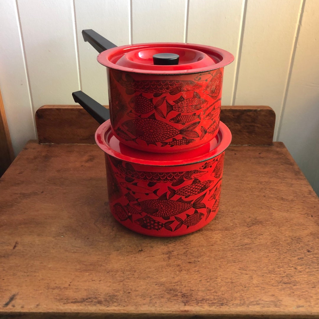RARE Vintage Finel neptun Enamel Saucepans With Lids Etsy Australia