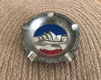 Vintage Silver Metal Ashtray Sydney Opera House