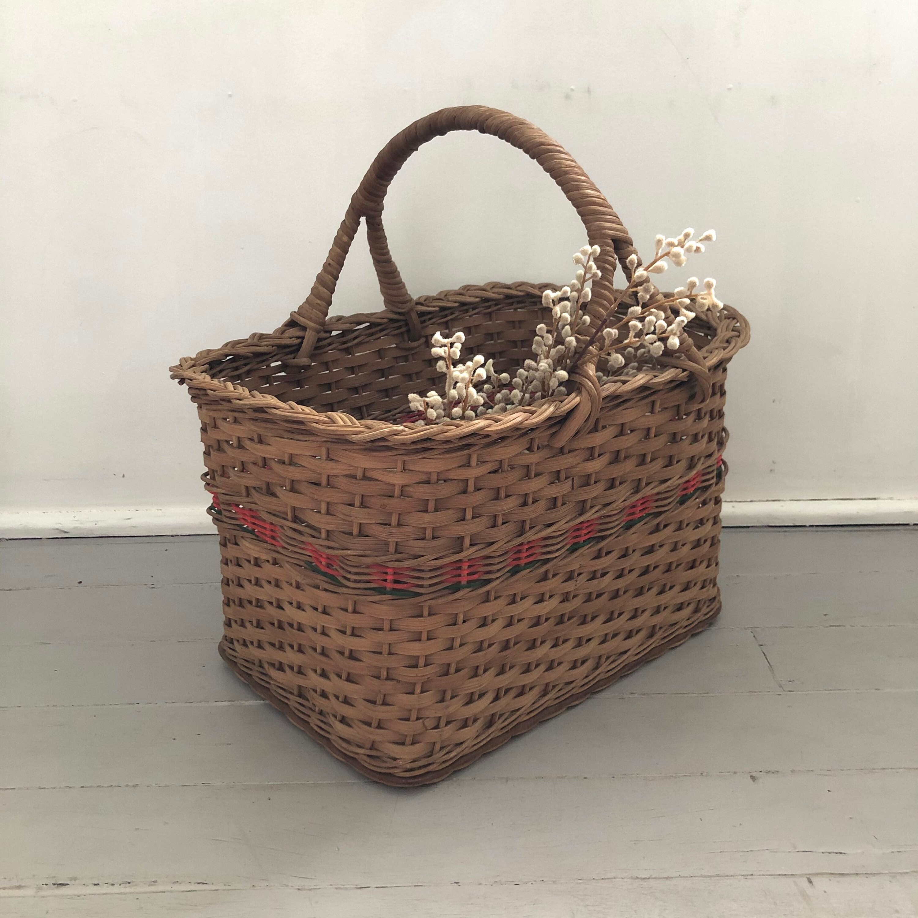 Vintage Wicker Shopping Basket Etsy