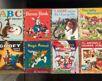 8 Vintage Golden Books Mixed Titles