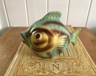 Vintage Green Ceramic Fish Shaker