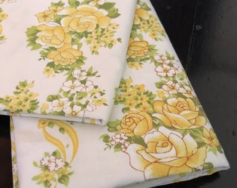 Vintage Yellow Floral Single Flat Bed Sheet