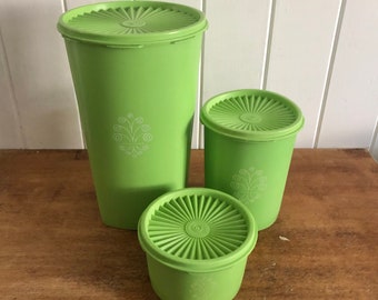 3 Vintage Green Tupperware Containers