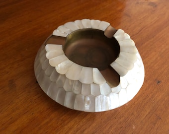 Vintage Shell & Brass Ashtray