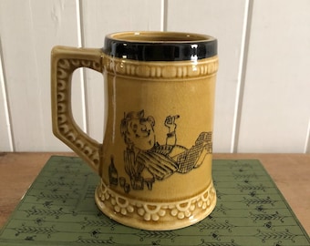 Vintage Ceramic Humorous Beer Mug BUDGET / Made in Japan