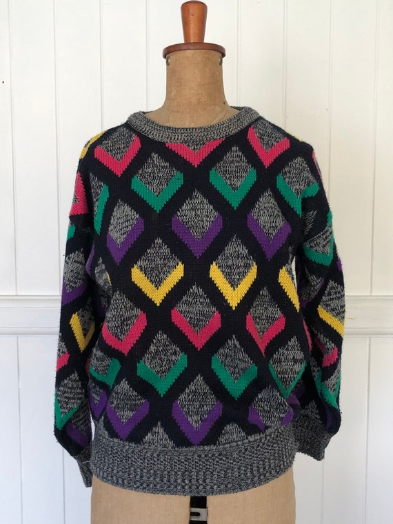 Vintage 80s Katies Jumper Black Lattice | Etsy