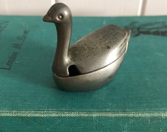 Vintage Swan Pewter Salt Cellar Dish, missing spoon