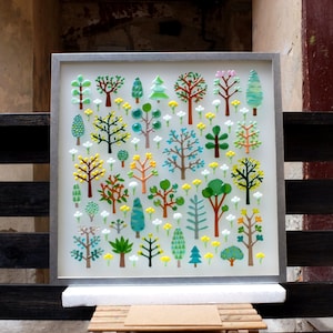 Fused Glass Wall Art: Spring Forest Scene, Nature Home Decor (22.05 in)