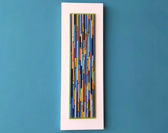 Modern Fused Glass Wall Art: Abstract Colorful Panel (18.9x6.3 in)