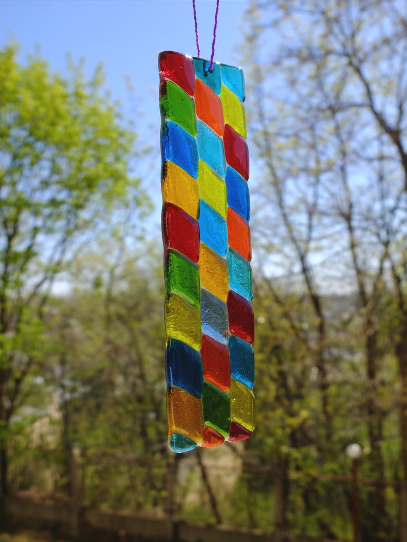 Fused Glass Rainbow Suncatcher Glass Light Catcher Colorful Etsy
