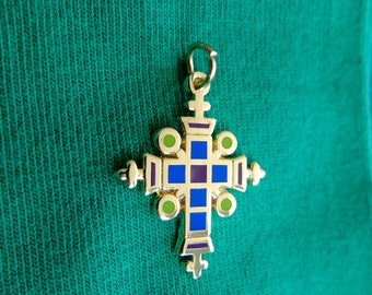 Enamel Cross Pendant, Cross necklace, Cross jewelry, Modern ornament, Enamel Gold Cross Charm, Modern ornament, large cross pendant