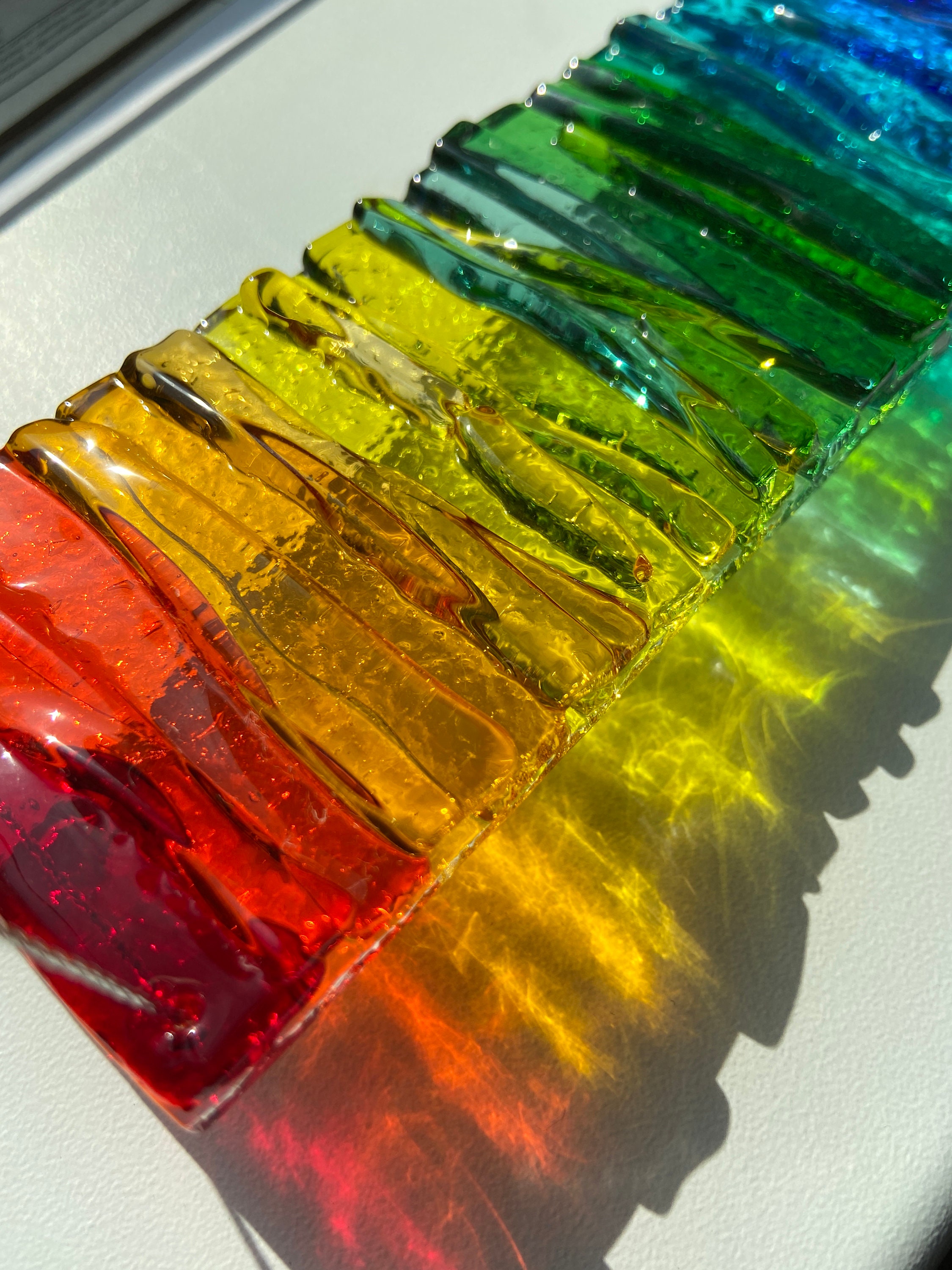 Fused Glass Rainbow Suncatcher Window Glass Decor Rainbow Etsy Canada