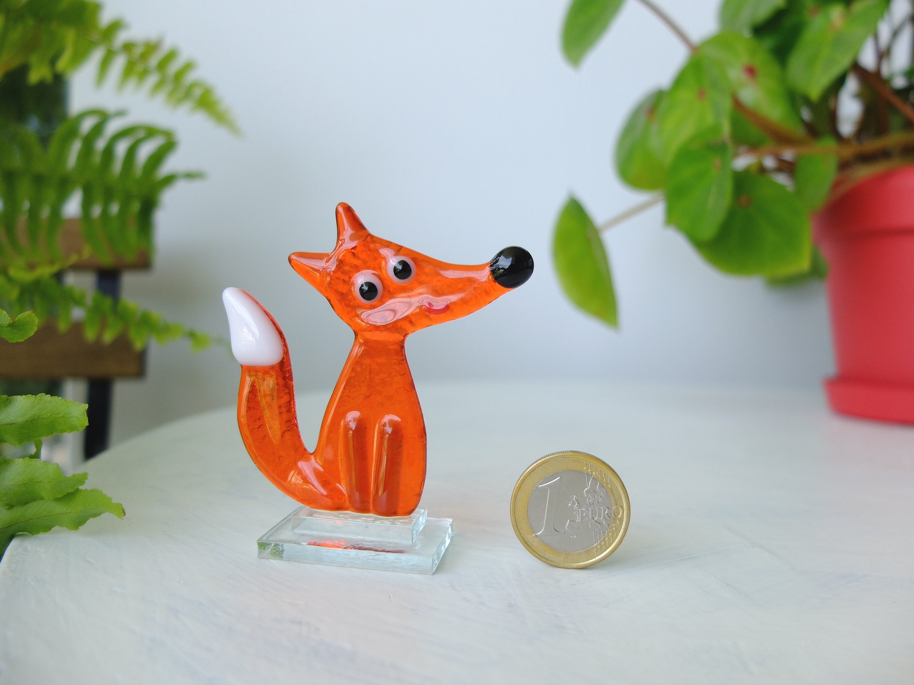 Handmade Fused Glass Fox Figurine: Orange Suncatcher Sculpture - Etsy