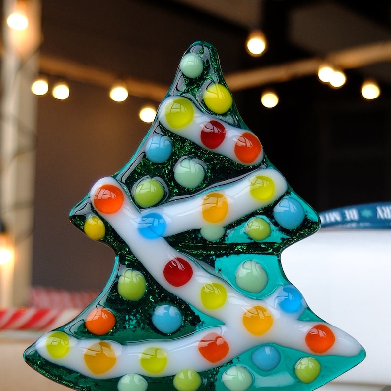 Fused Glass Christmas Tree Christmas Ornament Green Stained Etsy