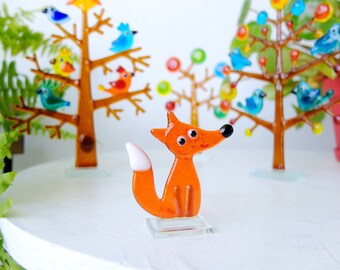 Handmade Fused Glass Fox Figurine: Orange Suncatcher Sculpture - Etsy