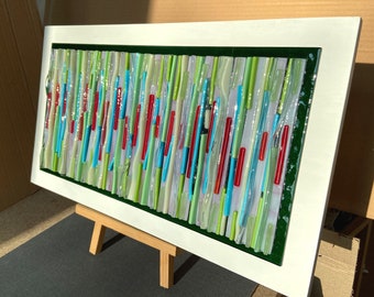 Fused Glass Wall Art: Abstract 3D Modern Art (9.84 x 16.93 in)