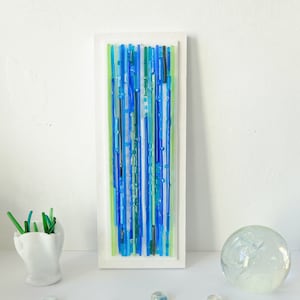 Modern art, Vertical wall art, 3d wall art Fused glass wall art, Abstract art, Beach wall art, Contemporary art, Ocean decor, Blue decor