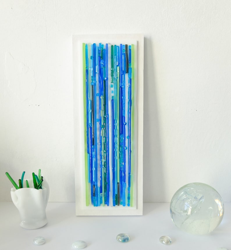 Modern Art Vertical Wall Art 3d Wall Art Fused Glass Wall Etsy UK