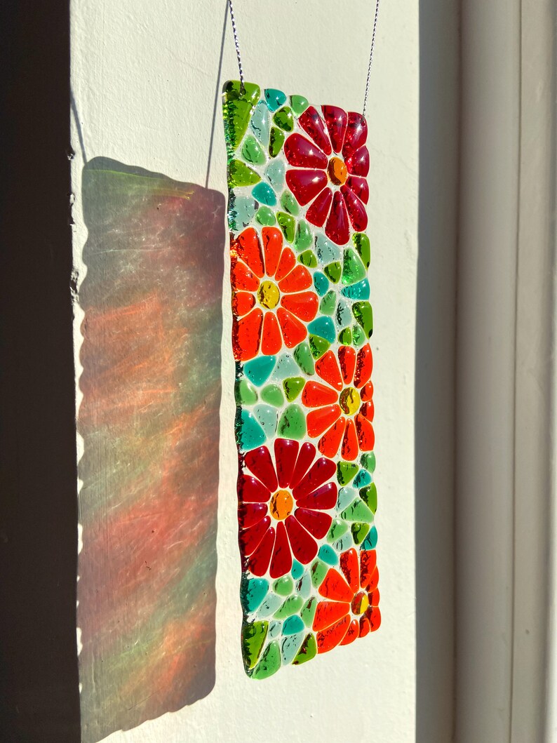 Fused Glass Flower Suncatcher Flower Art Glass Glass Etsy