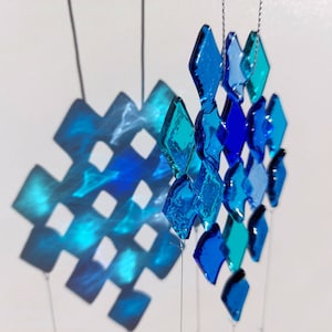 Ocean blue fused glass suncatcher, gift for ocean lover, fused glass decor, blue glass wall art, decor for windows, colorful light catcher,