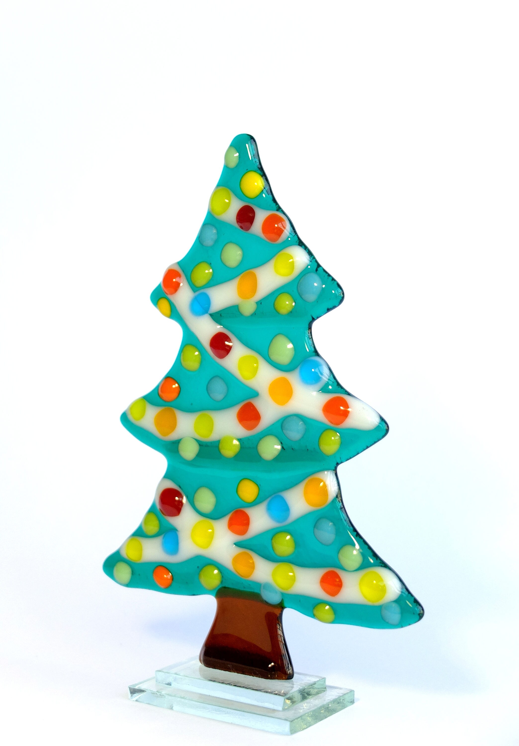 Fused glass christmas tree Christmas ornament Green Stained Etsy