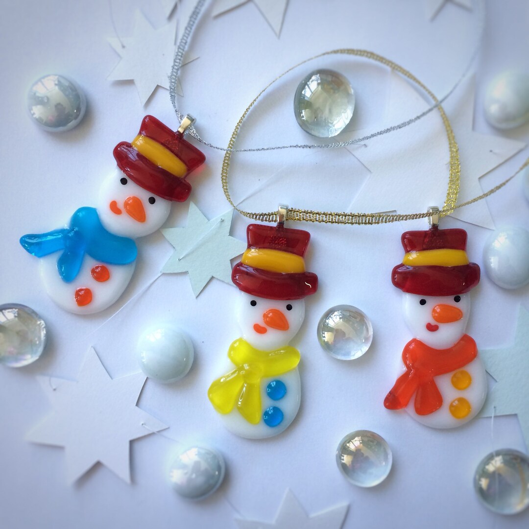 Handmade Glass Snowman Christmas Ornament, Colorful Holiday Decor - Etsy